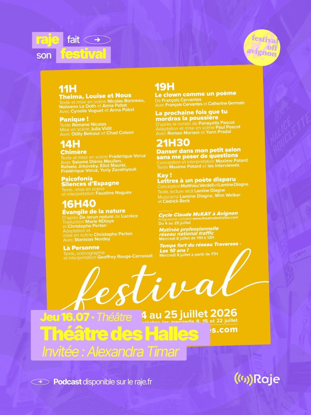 RAJE fait son festival - « Le Théâtre des Halles » - 16.07.2026